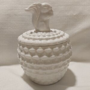 CTW Home Collection White Ceramic Squirrel & Acorn Lidded Canister